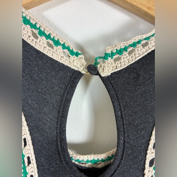 Natural Life Willow Jumpsuit Wide Leg Charcoal Cropped Small Crotchet Trim - Picture 13 of 14